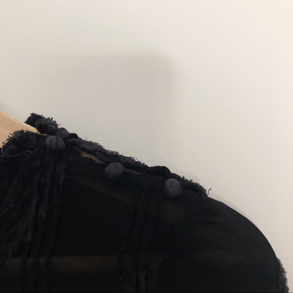 Aritzia Wilfred Black Tropical Print Sheer Blouse - Picture 6 of 10